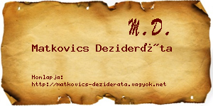 Matkovics Dezideráta névjegykártya
